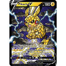 Pikachu V Stained-Glass (With Text) Custom Pokemon Card Female Standard / Silver Foil