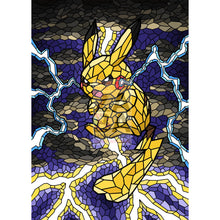 Pikachu V Stained-Glass (With Text) Custom Pokemon Card Female Standard Textless / Silver Foil