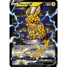 Pikachu V Stained-Glass (With Text) Custom Pokemon Card Male Shining / Silver Foil