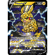 Pikachu V Stained-Glass (With Text) Custom Pokemon Card Male Standard / Silver Foil