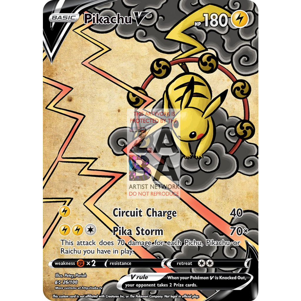 Pikachu V (Traditional Japanese Style Inspired) Custom Pokemon Card - ZabaTV