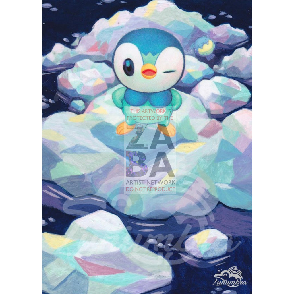 Piplup 32/156 Ultra Prism Extended Art Custom Pokemon Card Textless Silver Holographic