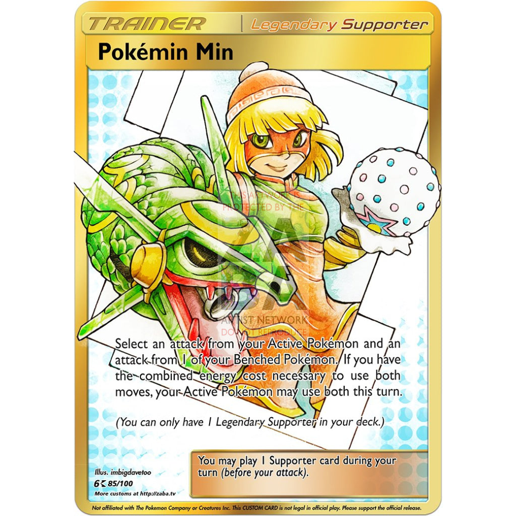 Pokemin Min Custom Legendary Supporter Pokemon Card Silver Foil / With Text