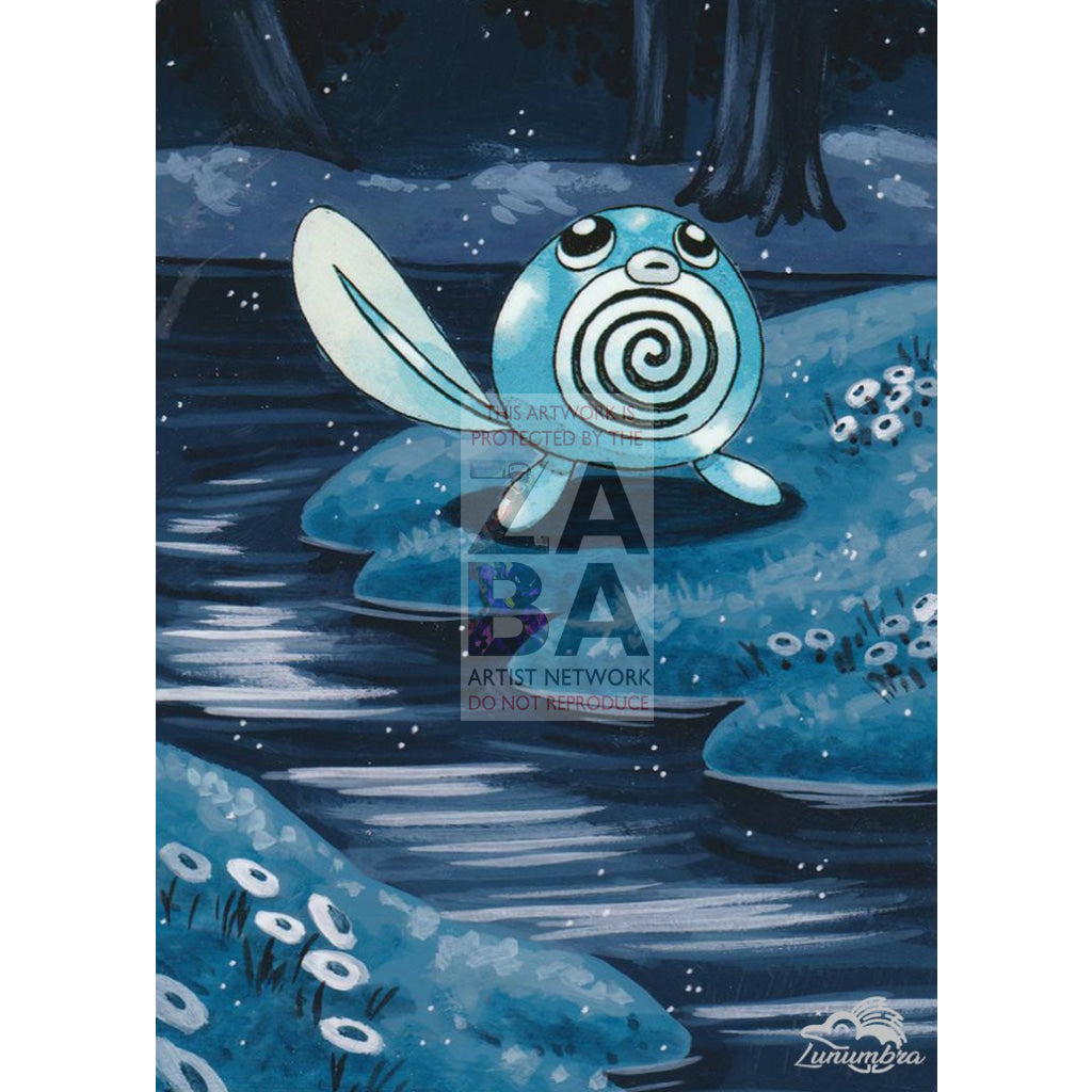 Poliwag 59/102 Base Set Extended Art Custom Pokemon Card Textless Silver Holographic