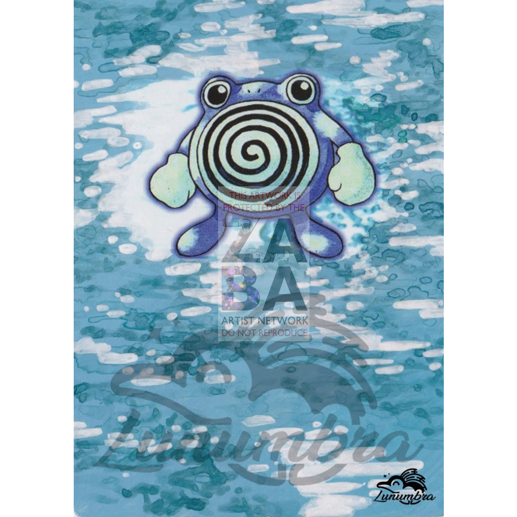 Poliwhirl 38/102 Base Set Extended Art Custom Pokemon Card Textless Silver Holographic