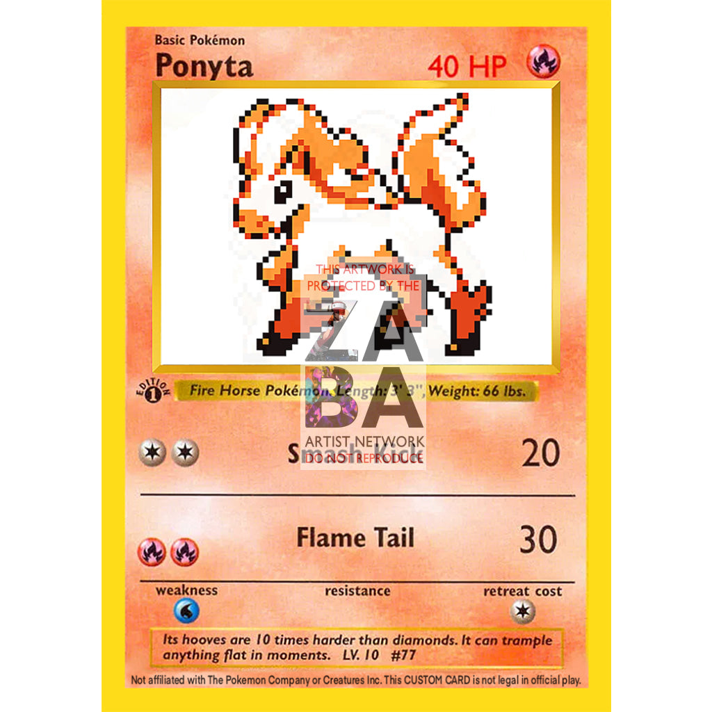 Ponyta Game Sprite Custom Pokemon Card - ZabaTV