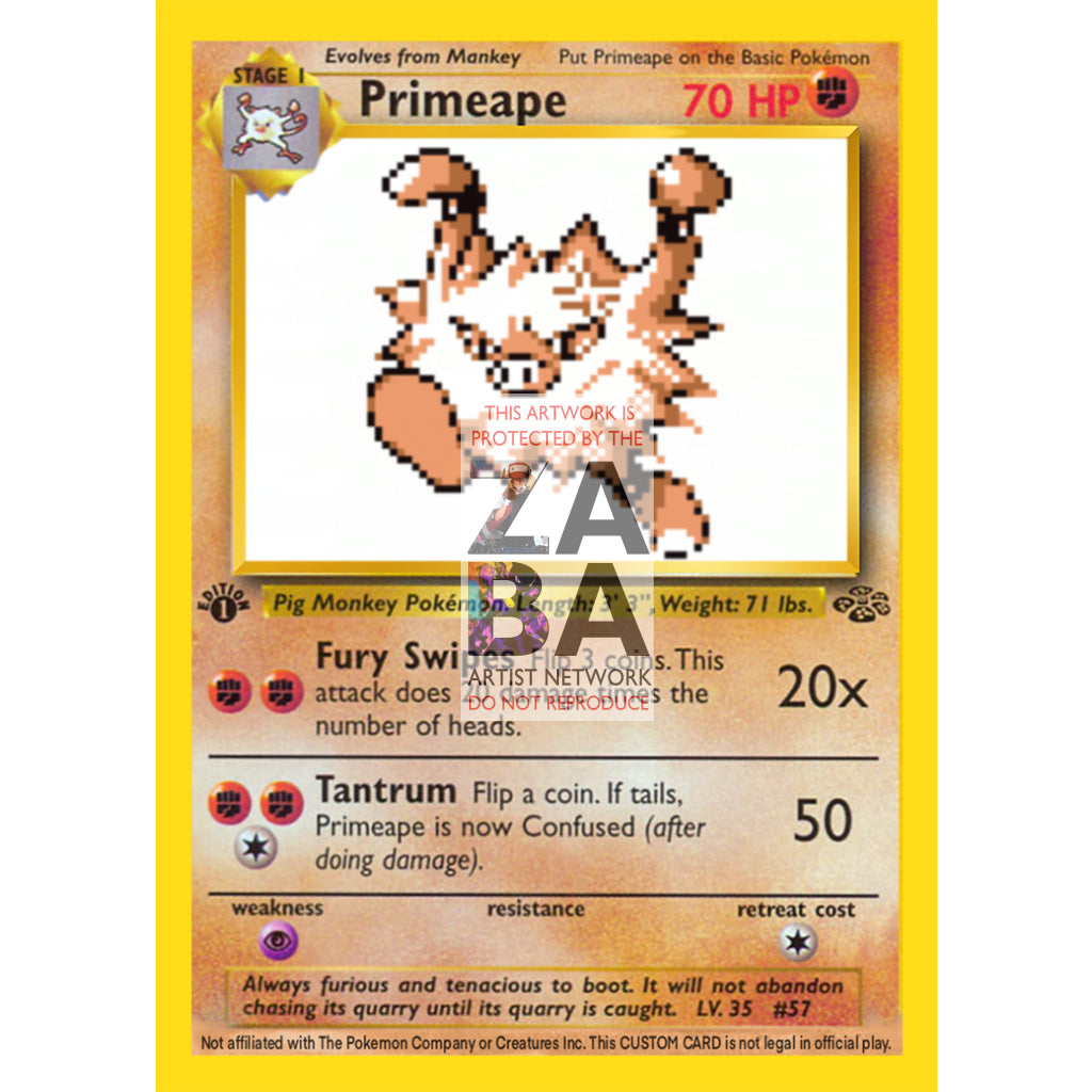 Primeape Game Sprite Custom Pokemon Card - ZabaTV