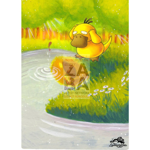 Psyduck 53/62 Fossil Extended Art Custom Pokemon Card Textless Silver Holographic
