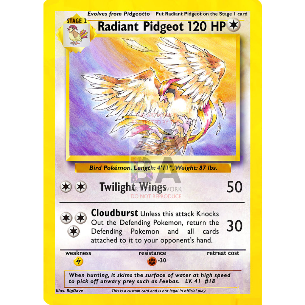 Radiant Pidgeot Custom Pokemon Card