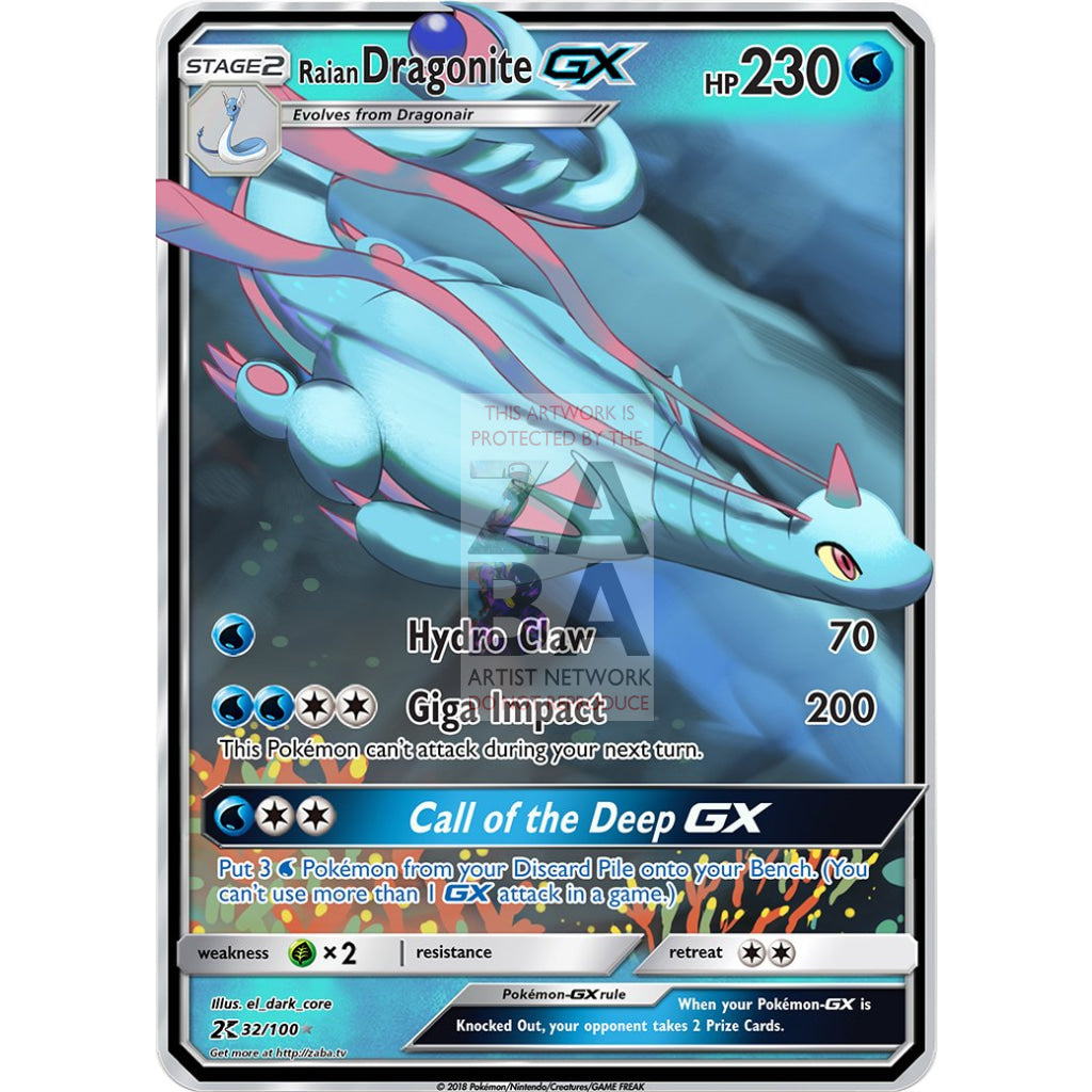 Raian Dragonite Gx Custom Pokemon Card Silver Holographic