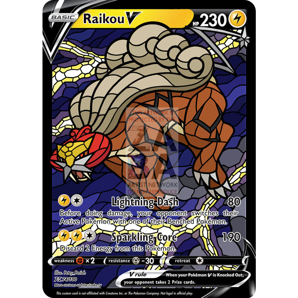 Raikou V Stained-Glass Custom Pokemon Card - ZabaTV