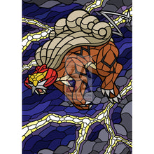 Raikou V Stained - Glass Custom Pokemon Card Heat Lightning Textless / Silver Foil