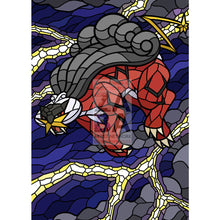 Raikou V Stained - Glass Custom Pokemon Card Volcanic Lightning Textless / Silver Foil