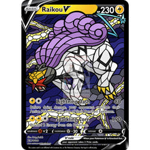 Raikou V Stained - Glass Custom Pokemon Card White Lightning / Silver Foil