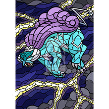 Raikou V Stained - Glass Custom Pokemon Card Winter Storm Textless / Silver Foil