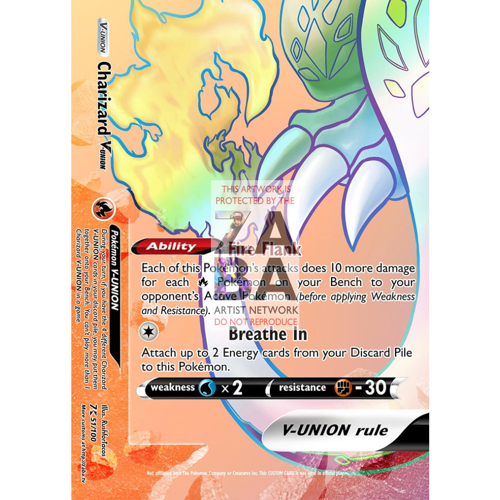 Rainbow Rare Charizard V-UNION (All 4 Parts or Together) Custom Pokemon Card - ZabaTV