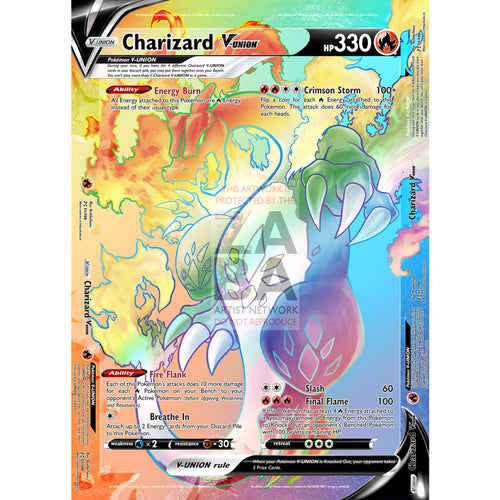 Rainbow Rare Charizard V - Union (All 4 Parts Or Together) Custom Pokemon Card Single / Silver Foil