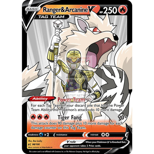 Ranger & Arcanine V Custom Pokemon Card Silver Foil / With Text