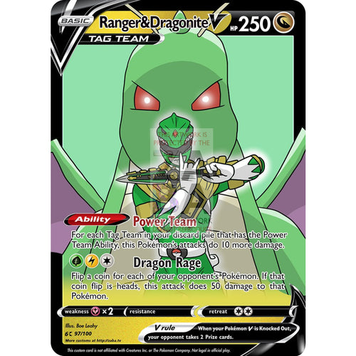 Ranger & Dragonite V Custom Pokemon Card Silver Foil / With Text