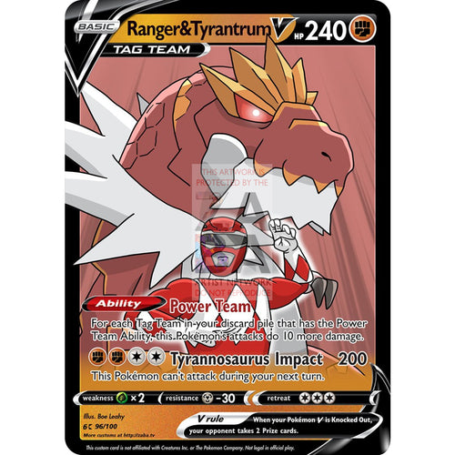 Ranger & Tyrantrum V Custom Pokemon Card Silver Foil / With Text