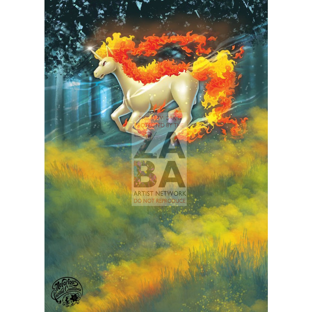 Rapidash 24/136 Cosmic Eclipse Extended Art Custom Pokemon Card Silver Holo