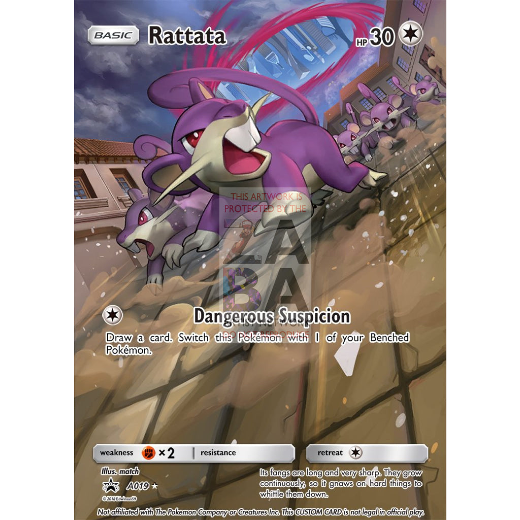 Rattata 87/122 Breakpoint Extended Art Custom Pokemon Card Silver Foil / Text