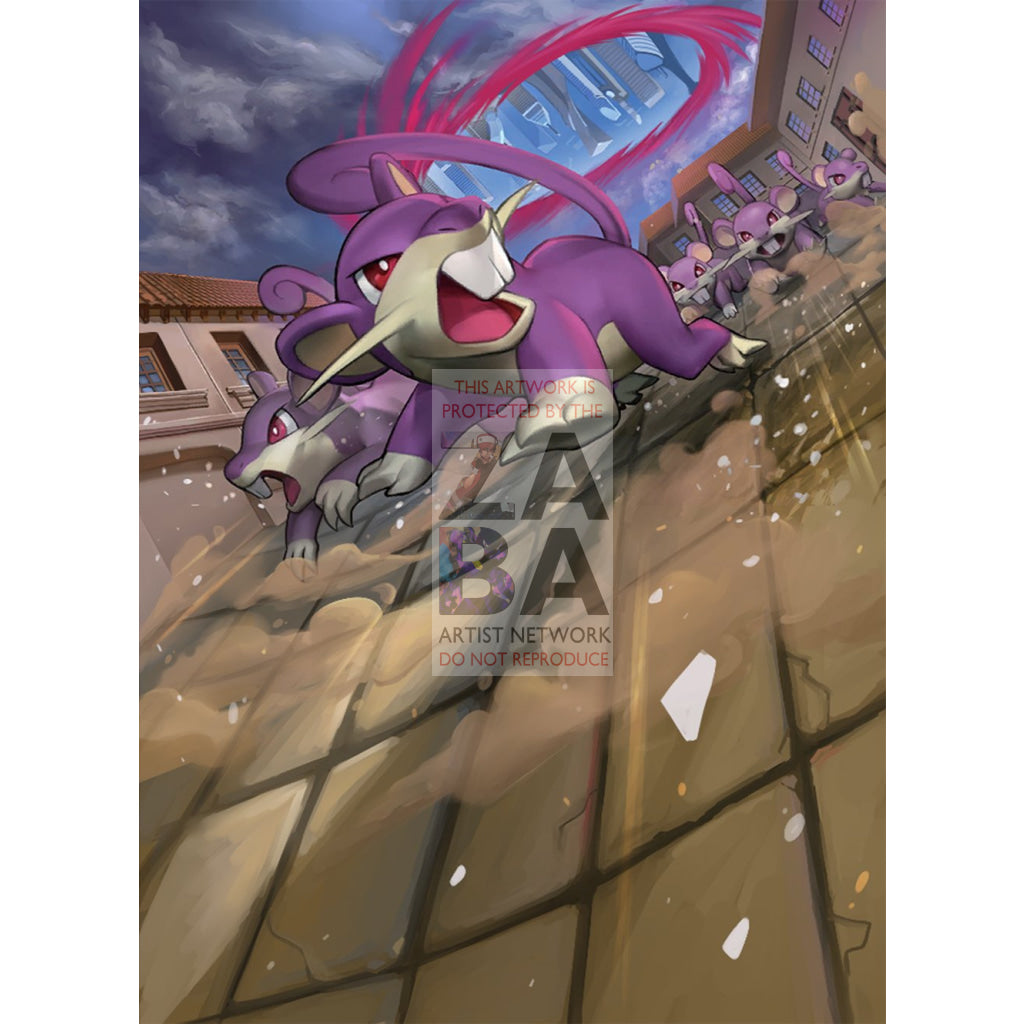 Rattata 87/122 Breakpoint Extended Art Custom Pokemon Card Silver Foil / Textless