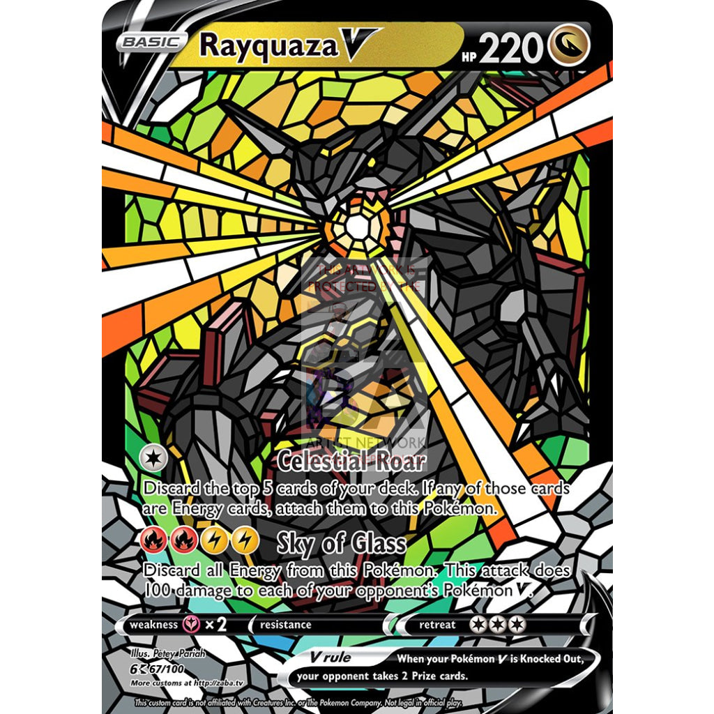 Rayquaza V (Stained-Glass) Custom Pokemon Card - ZabaTV