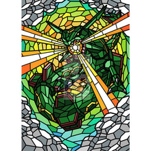 Rayquaza V (Stained-Glass) Custom Pokemon Card Standard / Textless Silver Foil