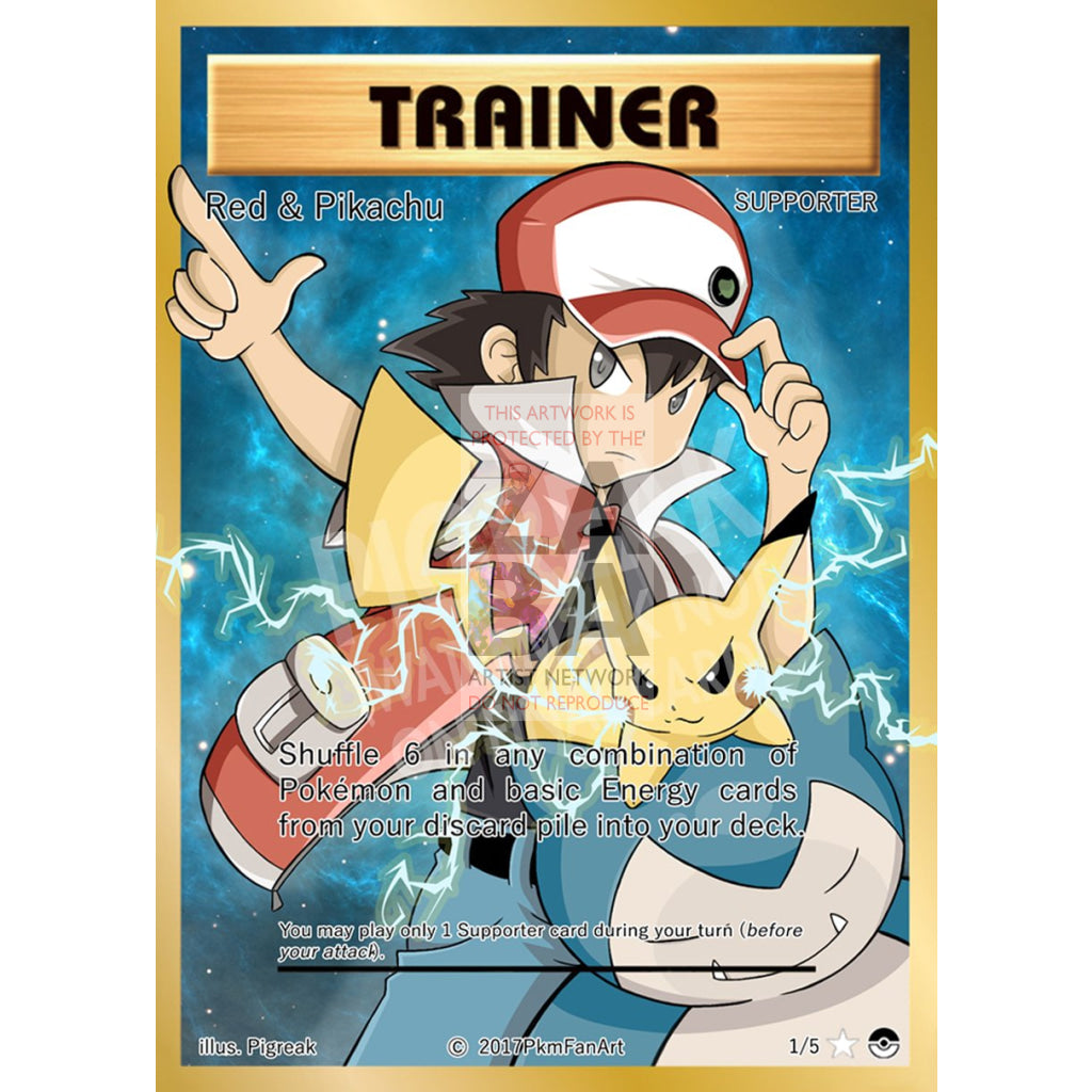 Red & Pikachu Trainer Card Pigreak Custom Pokemon