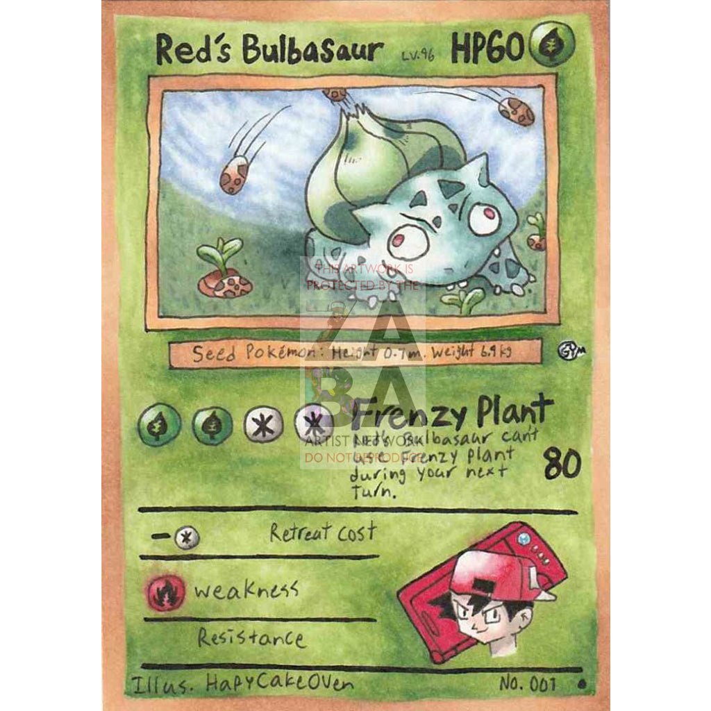 Red's Bulbasaur - Red's Adventure Time Custom Pokemon Card - ZabaTV