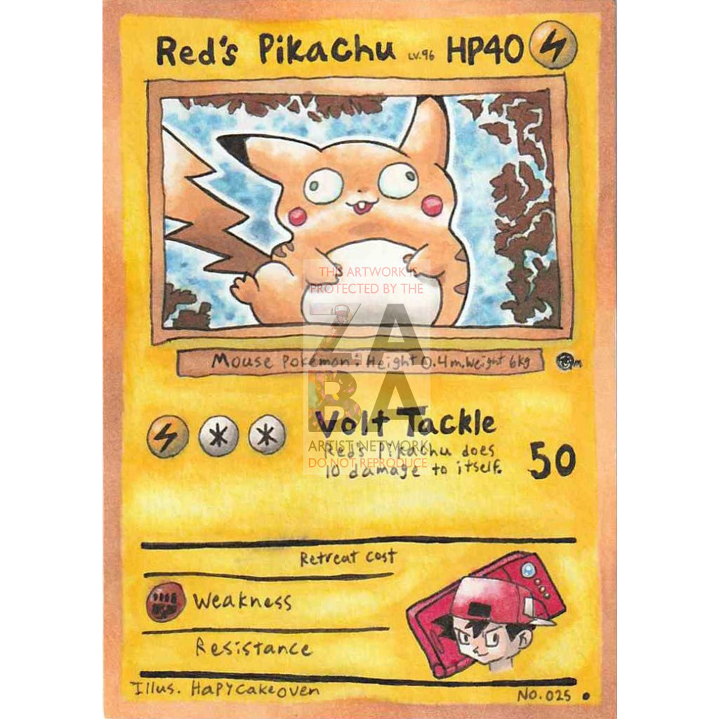 Red's Pikachu - Red's Adventure Time Custom Pokemon Card - ZabaTV
