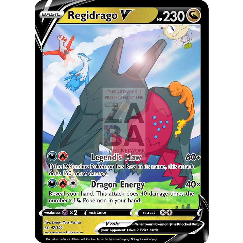 Regidrago V Custom Pokemon Card Silver Foil