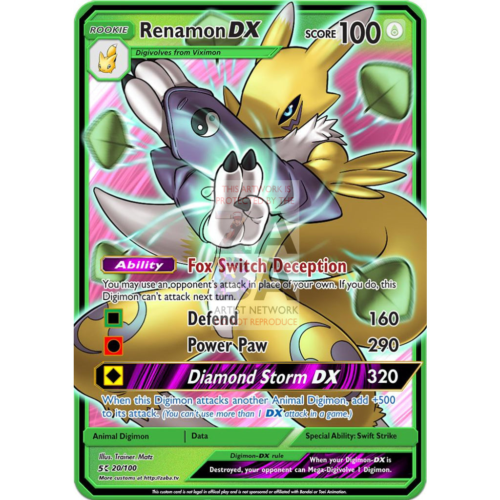 Renamon Dx - Custom Digimon Card Silver Holographic