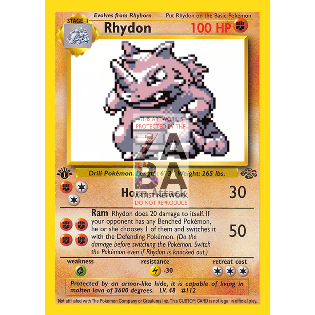 Rhydon Game Sprite Custom Pokemon Card - ZabaTV