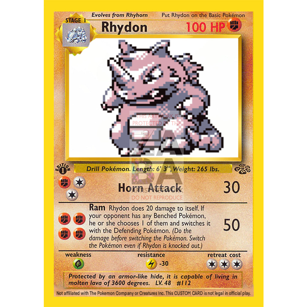 Rhydon Game Sprite Custom Pokemon Card - ZabaTV