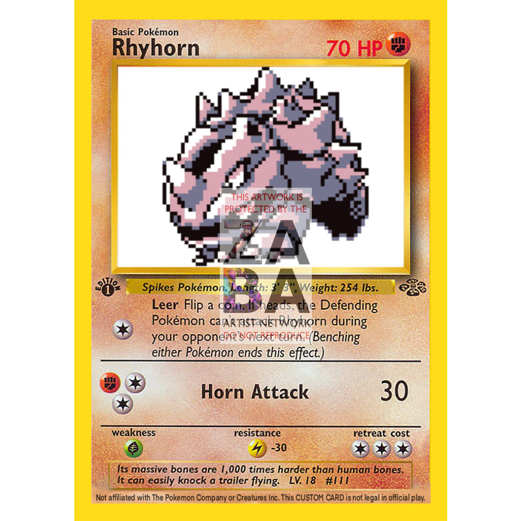 Rhyhorn Game Sprite Custom Pokemon Card - ZabaTV