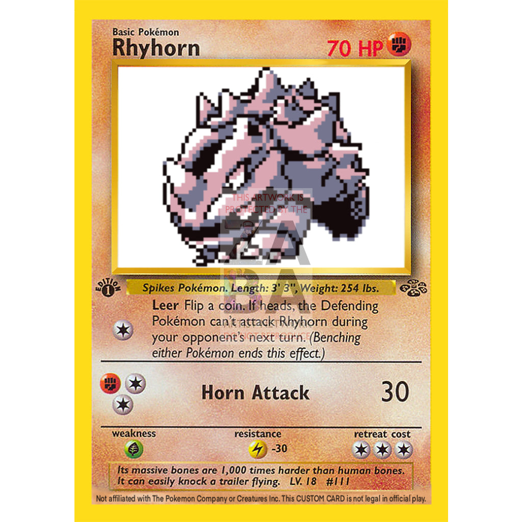 Rhyhorn Game Sprite Custom Pokemon Card - ZabaTV