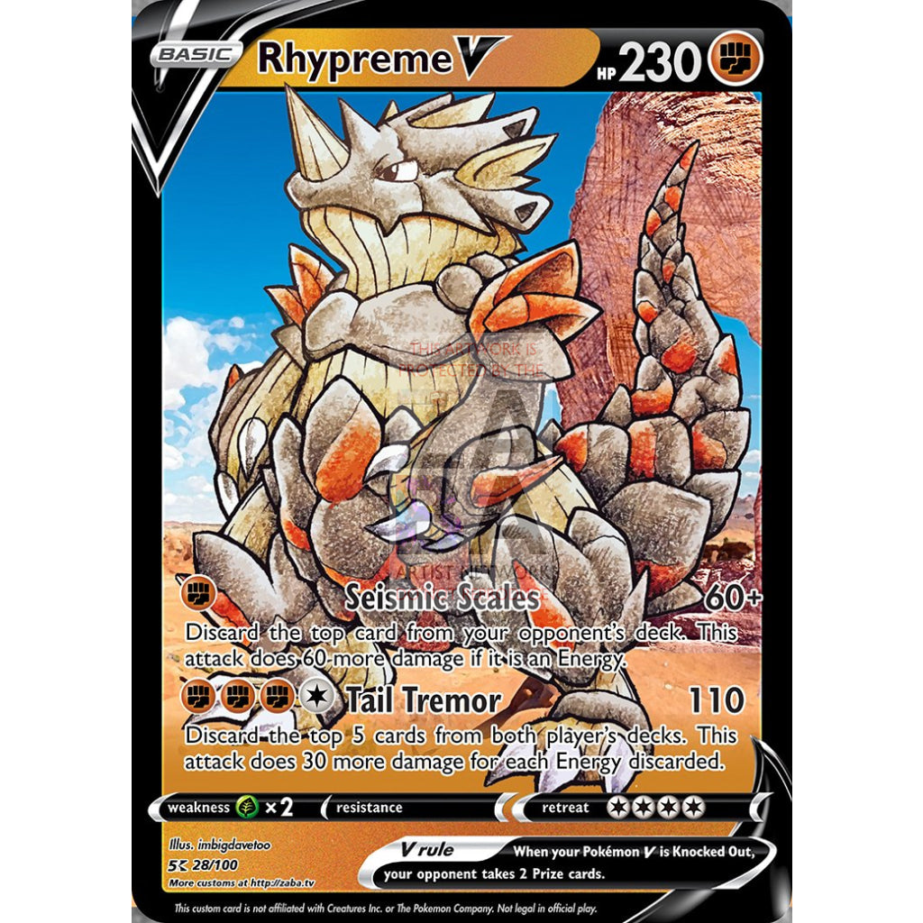 Rhypreme V Custom Pokemon Card Silver Foil