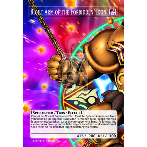 Right Arm Of The Forbidden Toon Full Art Orica - Custom Yu-Gi-Oh! Card