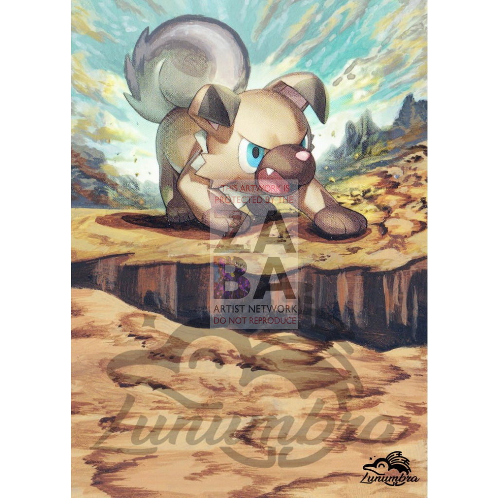 Rockruff Sun & Moon Promo Sm06 Extended Art Custom Pokemon Card Silver Holographic
