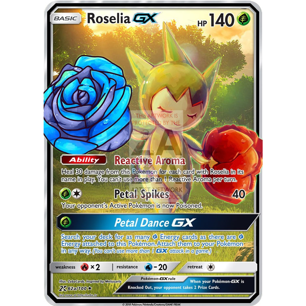 Roselia Gx Custom Pokemon Card Thin Flower