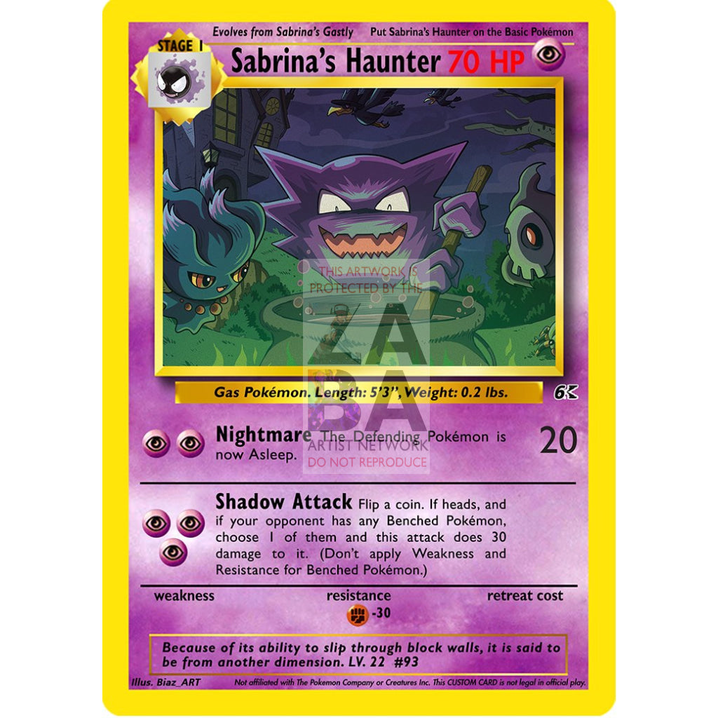 Sabrinas Haunter 55/132 Gym Challenge (Re-Imagined) Custom Pokemon Card Silver Foil