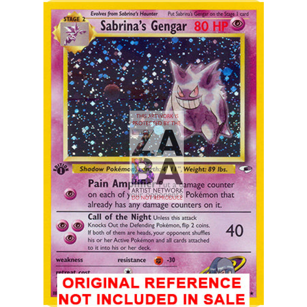 Sabrina's Gengar 14/132 Gym Heroes Extended Art Custom Pokemon Card - ZabaTV