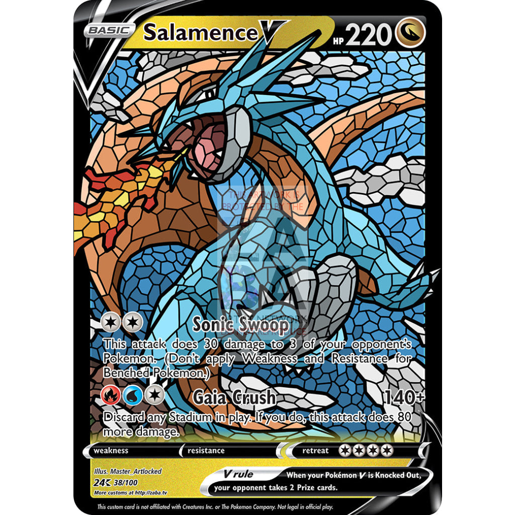 Salamence V (Stained-Glass) Custom Pokemon Card