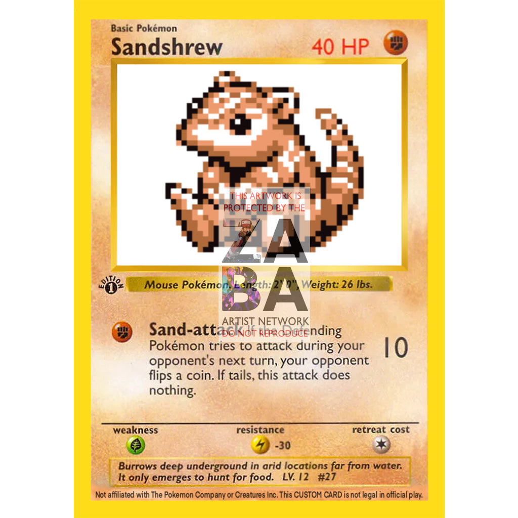 Sandshrew Game Sprite Custom Pokemon Card - ZabaTV