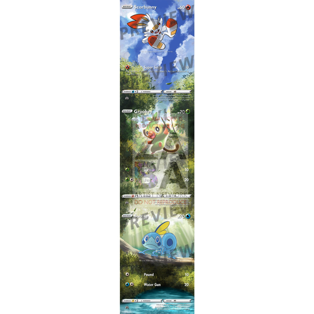 Scorbunny Swsh002 Sword & Shield Promo Extended Art Custom Pokemon Card Silver Foil / All 3 Starters