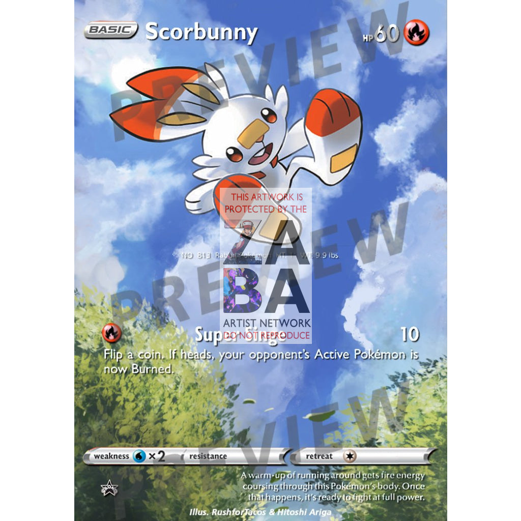 Scorbunny SWSH002 Sword & Shield Promo Extended Art Custom Pokemon Card - ZabaTV