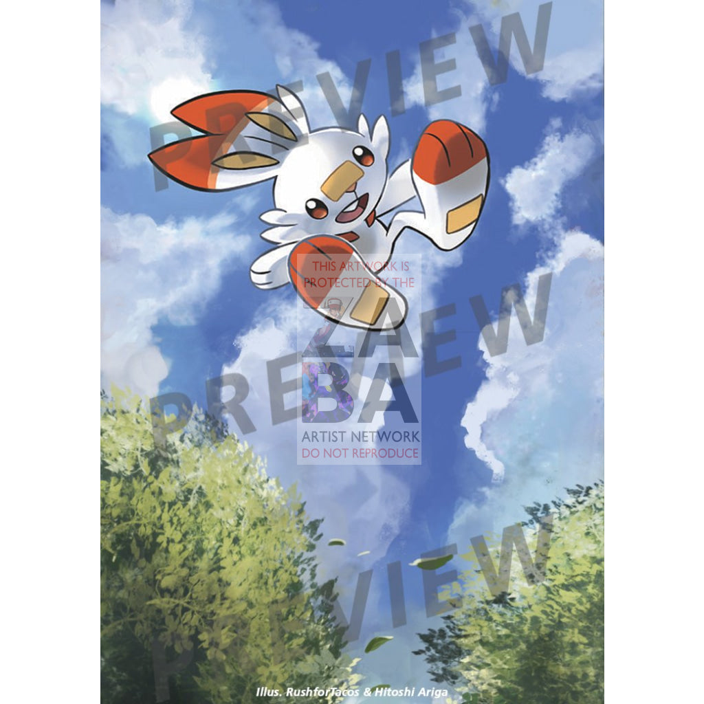 Scorbunny Swsh002 Sword & Shield Promo Extended Art Custom Pokemon Card Silver Foil Textless / Just