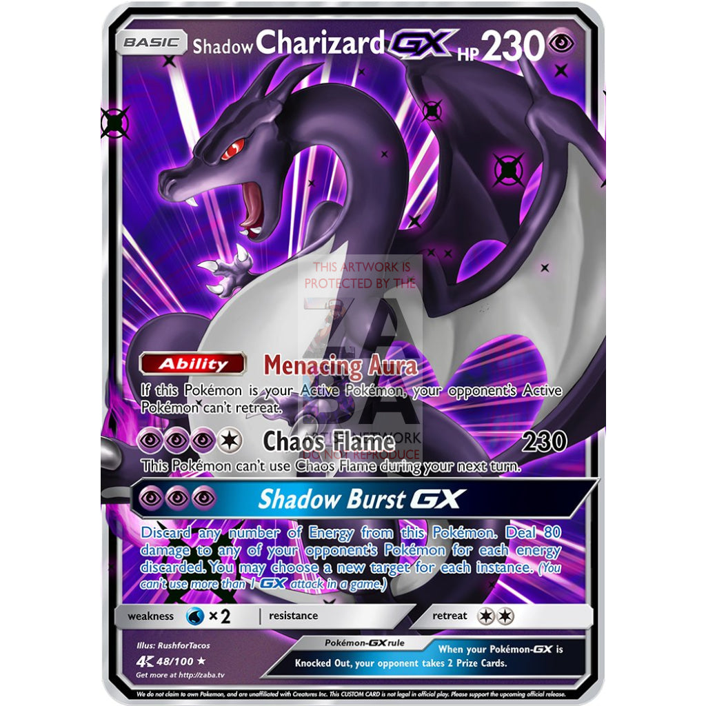 Shadow Charizard GX Custom Pokemon Card - ZabaTV